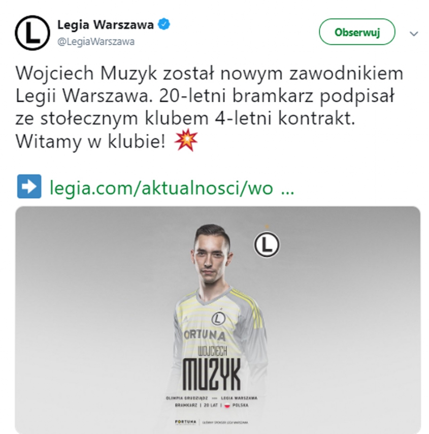 Legia Warszawa ma nowego bramkarza!